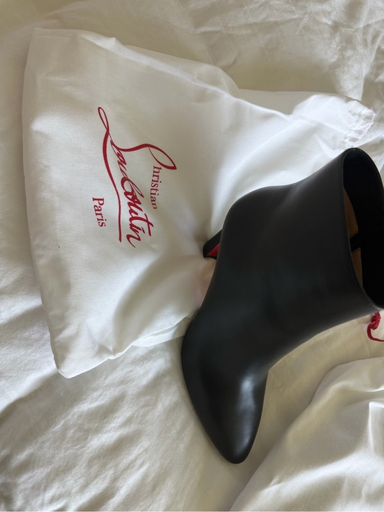 Christian Louboutin Shoes - Christian Louboutin Black Leather Pointed Ankle Booties